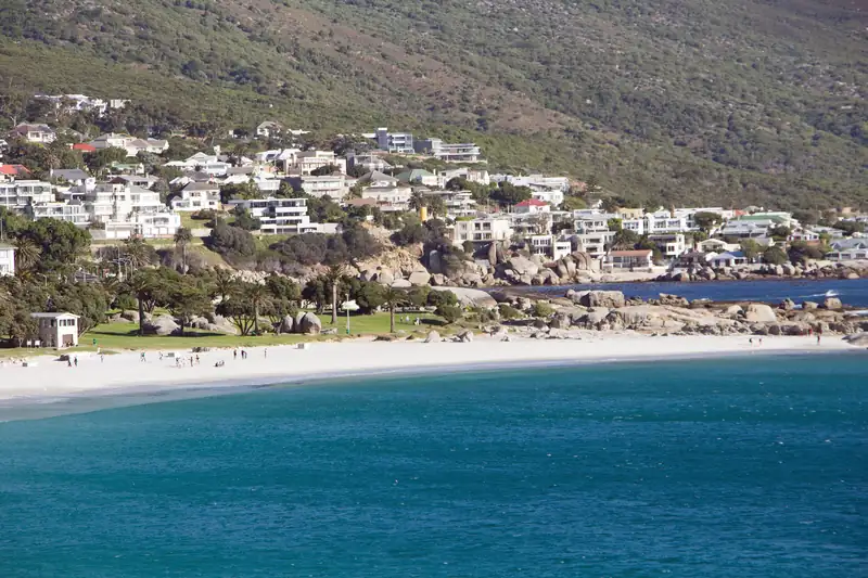 Camps Bay Beach below the mountains.