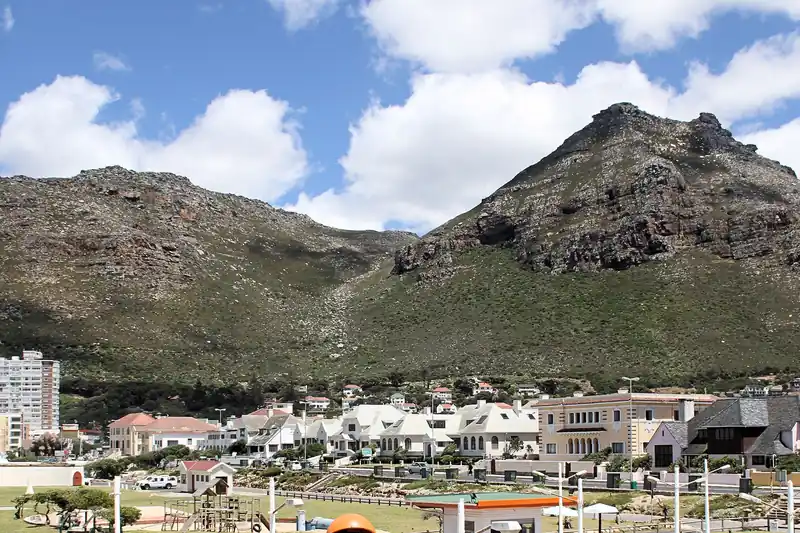 Muizenberg seafront and the mountain beyond.